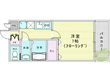 ウインズコート井口堂(1K/3階)の間取り写真