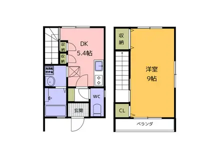 ヒルズ坂本B(1DK/1階)の間取り写真