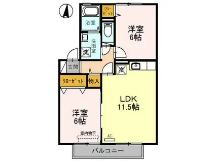サンドミール(2LDK/2階)の間取り写真