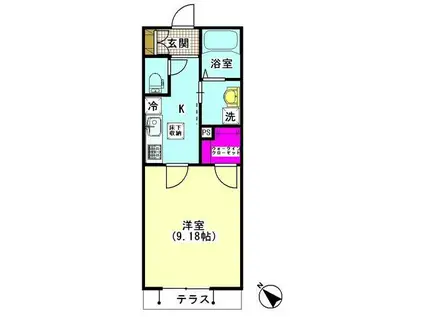 サンハイム(1K/1階)の間取り写真