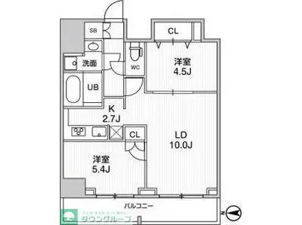 グラシアプレイス曳舟(2LDK/8階)の間取り写真