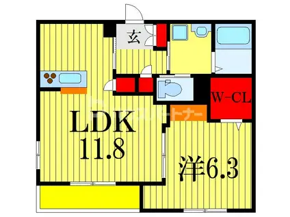 L・HV(1LDK/1階)の間取り写真