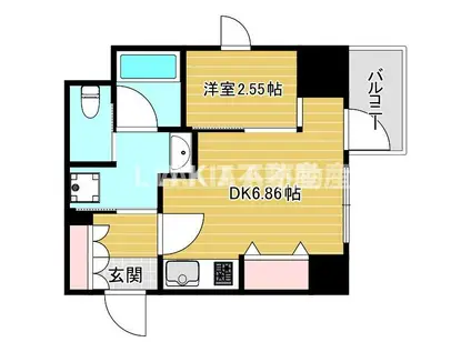 シーズンフラッツ新町(1DK/4階)の間取り写真