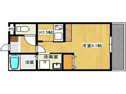 立川富士見町マンション(1K/2階)の間取り写真