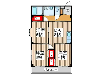 エスポワールツツミ(3DK/1階)の間取り写真