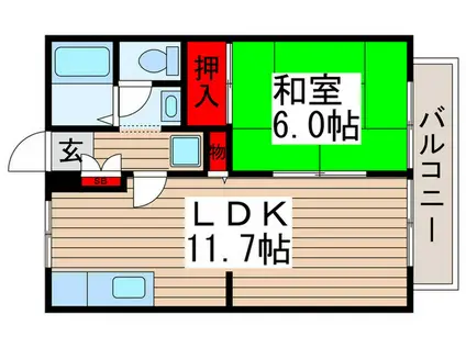 ビ-ラインA(1LDK/1階)の間取り写真