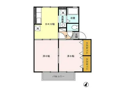 パトリ川上(2DK/2階)の間取り写真