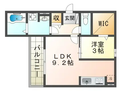 アイリープラザ上ノ丸(1LDK/3階)の間取り写真