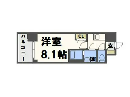 S-RESIDENCE阿波座ウエスト(1K/6階)の間取り写真