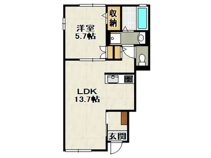フロレゾン(1LDK/1階)の間取り写真