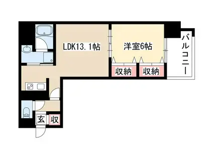 ルシェット白川公園(1LDK/3階)の間取り写真