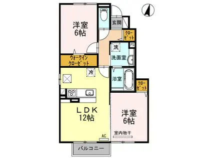 レユシール A棟(2LDK/1階)の間取り写真