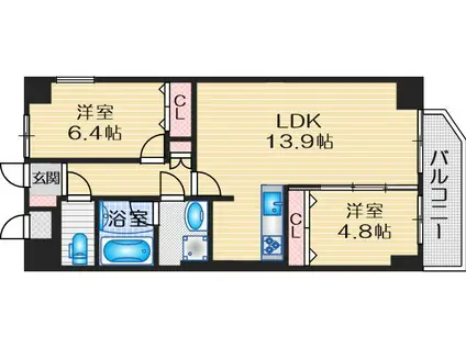 GLUCK MAISON F-TOYONAKA XV(2LDK/5階)の間取り写真