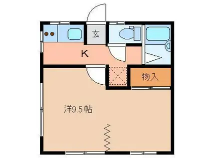 イニシアティブ楢山(1K/1階)の間取り写真