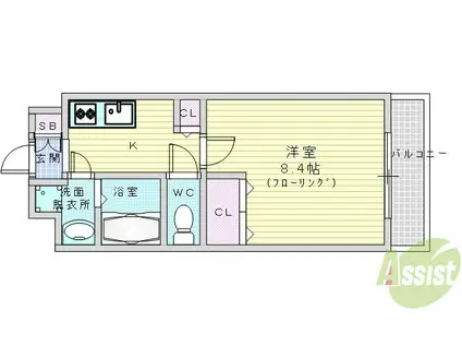 グランカーサ梅田北(1K/4階)の間取り写真