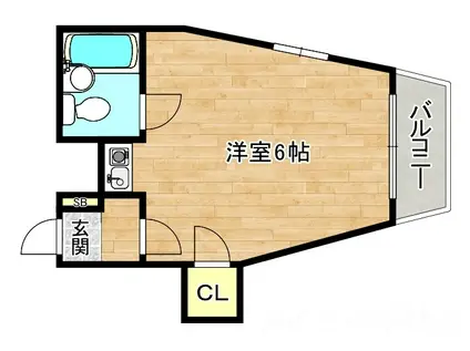 ロードピア(ワンルーム/3階)の間取り写真