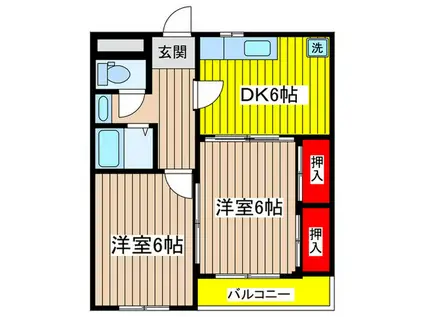 コーポ梅よし(2DK/2階)の間取り写真
