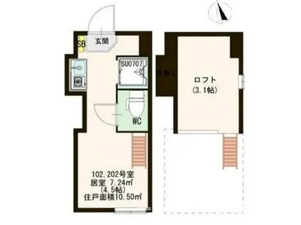 MARVELOUS COURT 椎名町(ワンルーム/1階)の間取り写真