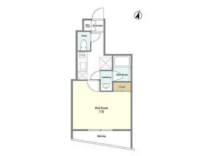 ディームス東新宿(1K/5階)の間取り写真