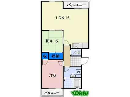 レーベンハイツ中部II(2LDK/2階)の間取り写真