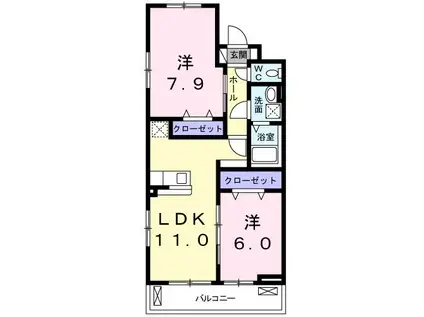 エクレーヌ湘南(2LDK/3階)の間取り写真