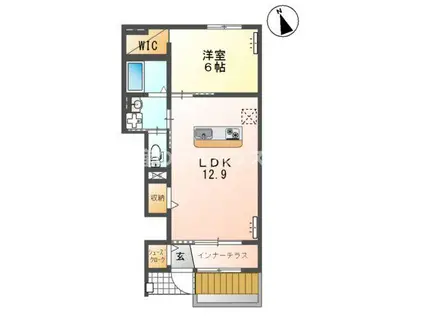 一宮町アパート(1LDK/1階)の間取り写真