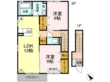 コンフォート東川口 A棟(2LDK/2階)の間取り写真