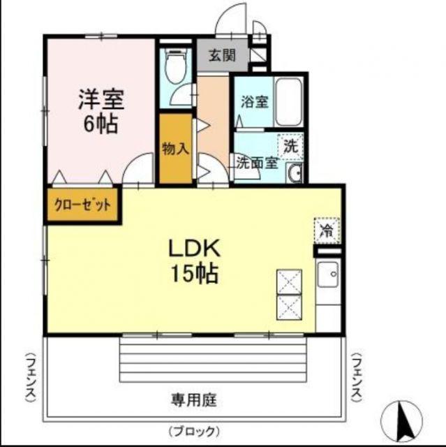 ローズコート美園(1LDK/1階)の間取り写真