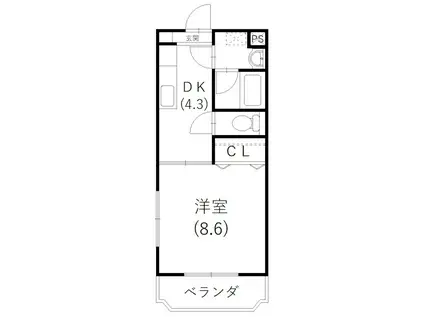 VIVACE(1DK/2階)の間取り写真