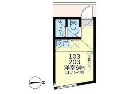 ユナイト鹿島田ホワイトジャスミン(ワンルーム/2階)の間取り写真