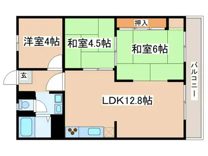 エクセル多聞(3LDK/3階)の間取り写真