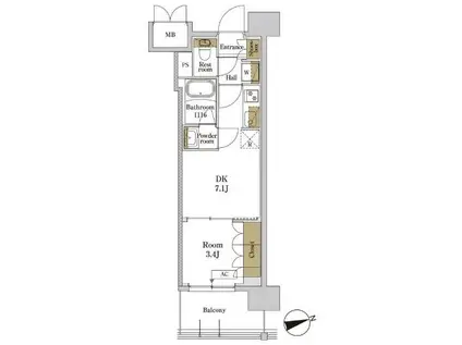 RJRプレシア川口(1DK/3階)の間取り写真