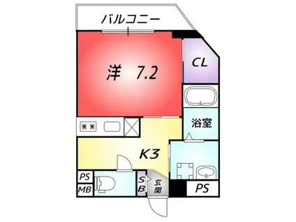 グランフォート常深(1K/3階)の間取り写真