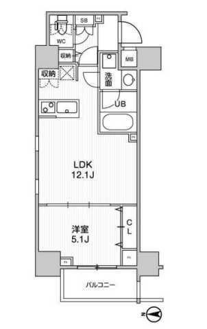 ステージグランデ錦糸町II(1LDK/2階)の間取り写真
