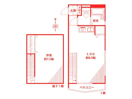 CERIA大倉山(1LDK/1階)の間取り写真