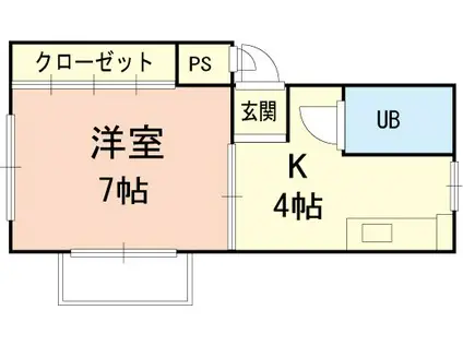 メゾン島村(1K/4階)の間取り写真