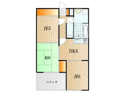 ミュトスマンション(3DK/2階)の間取り写真