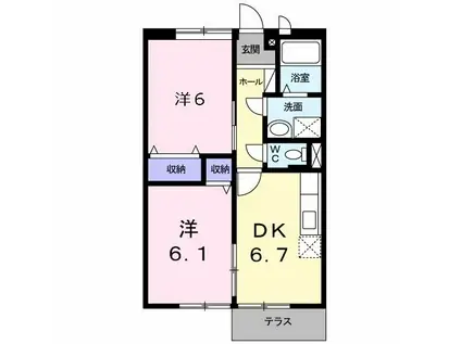 シャルマンHANAMIDOU(2DK/1階)の間取り写真