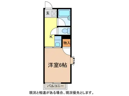 ヴァイサーホフ志賀(1K/1階)の間取り写真