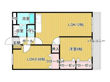 ユーミー光II(2LDK/1階)の間取り写真