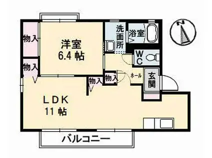 ヴィラ日吉B棟(1LDK/2階)の間取り写真