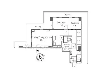 リバーシティ21新川(2LDK/10階)の間取り写真