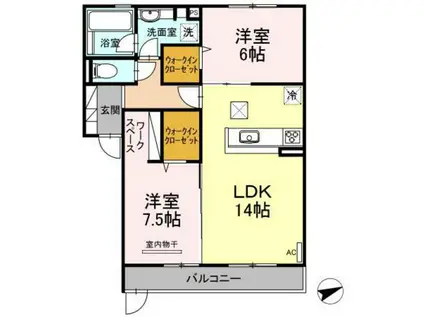 フルール(2LDK/1階)の間取り写真