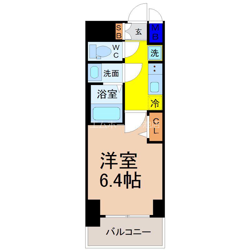 プレサンス広小路通今池(1K/2階)の間取り写真