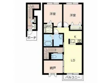 ミーリス・II(2SLDK/2階)の間取り写真