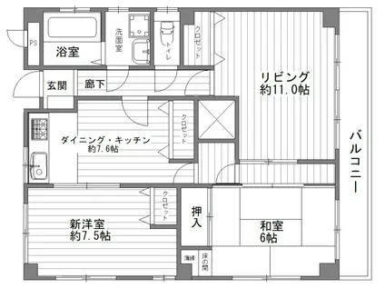 山田マンション(2LDK/3階)の間取り写真