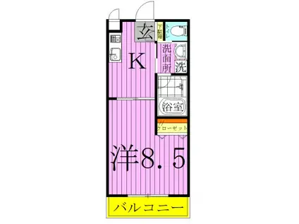 デルタ六町(1K/2階)の間取り写真