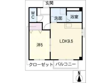 カサ・アスール(1LDK/2階)の間取り写真