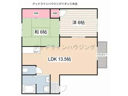 グランデュール三木A棟(2LDK/2階)の間取り写真