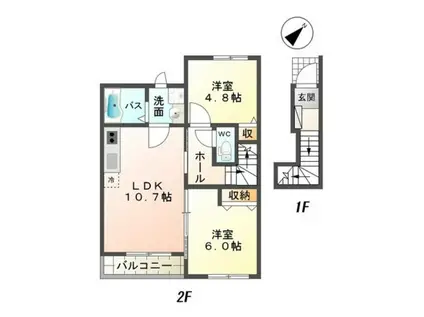 エスペランサ(2LDK/2階)の間取り写真